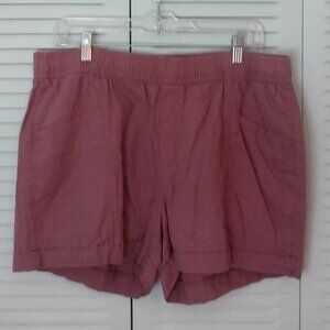 OLD NAVY L PUll-ON HR LINEN BLEND SHORTS 4 POCKETS LARK MAUVE STRETCH WAIST